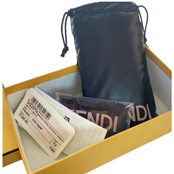 Fendace Cat Eye Ivory White Gold Logo Sunglasses Fendi Versace - Picture 7 of 8